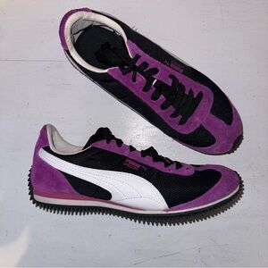 VINTAGE Retro PUMA Speeder Sneakers Shoes Black Purple Zig Zag Traction {7}